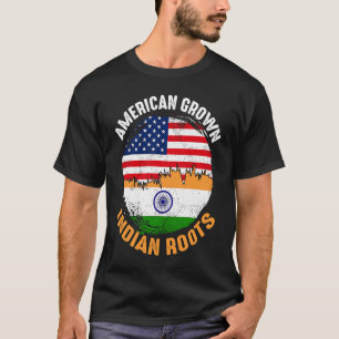 Amerikaanse Grown Indian Roots vlaggen voor manne T-shirt