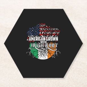Amerikaanse Grown Irish Root Flag Ireland St Patri Kartonnen Onderzetters