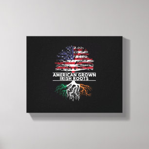 Amerikaanse Grown Irish Roots Flag Ireland ST. PAT Canvas Afdruk