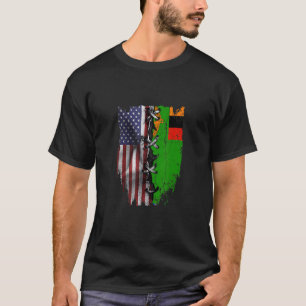 Amerikaanse Grown Zambian Roots USA Zambia Flag T-shirt