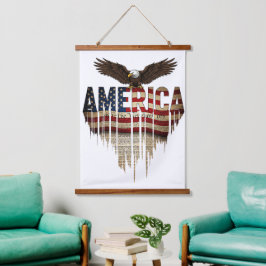 Amerikaanse grunge vlag en adelaar hangend wandkleed