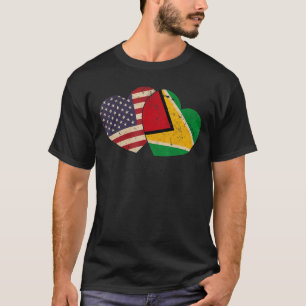 Amerikaanse Guyana Flag Heart Valentijnsdag Guyane T-shirt