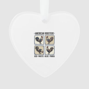 Amerikaanse Haan Retro Patriottisch Shirt Ontwerp_ Ornament