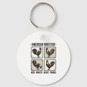 Amerikaanse Haan Retro Patriottisch Shirt Ontwerp_ Sleutelhanger