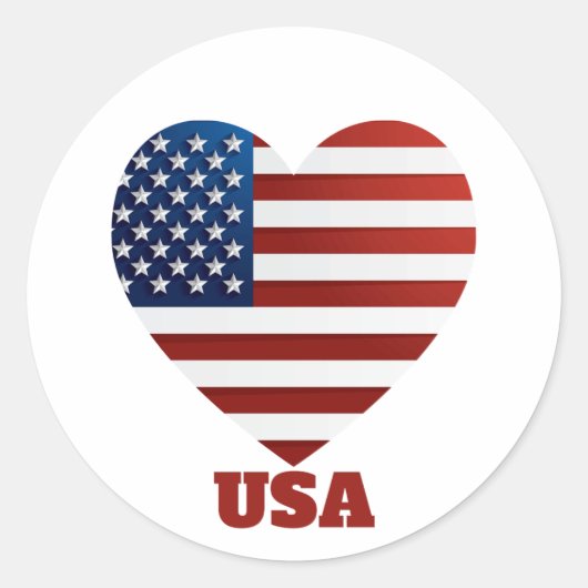 Amerikaanse hartvlag ronde sticker (Voorkant)