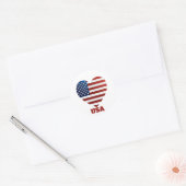 Amerikaanse hartvlag ronde sticker (Envelop)