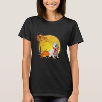 Amerikaanse Herfst Eskimo Dog Leaf Hallo herfst T-shirt