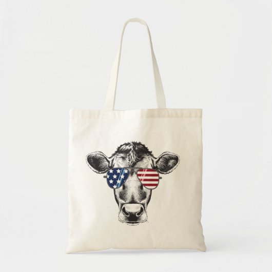 Amerikaanse Hipster-Koe Tote Bag (Voorkant)