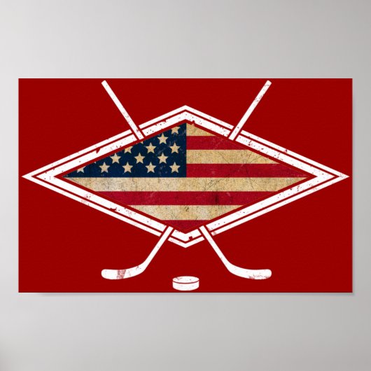 Amerikaanse Hockey Flag Logo Poster (Voorkant)