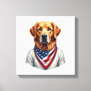 Amerikaanse Hond Gouden Retriever Vintage T-shirt Canvas Afdruk