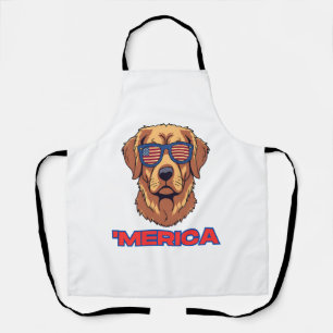 Amerikaanse hond met Amerikaanse vlag zonnebril Pa Schort