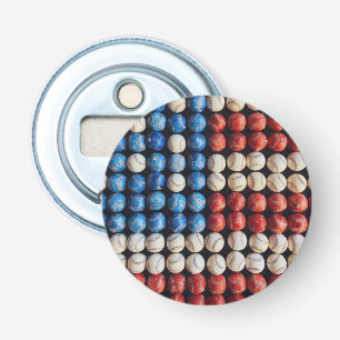 Amerikaanse honkbalvlag button flesopener