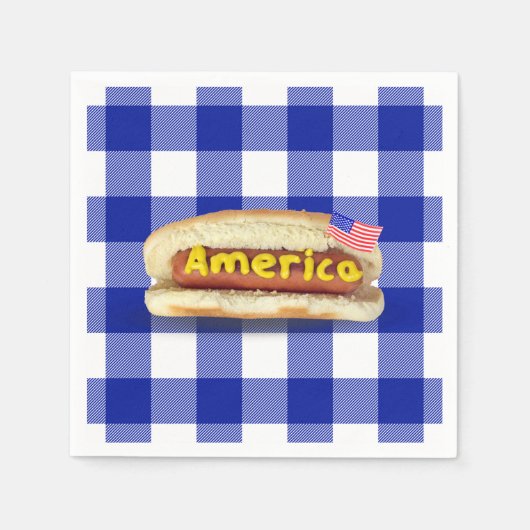 Amerikaanse Hot Dog op Buffalo Plaid Servetten (Voorkant)