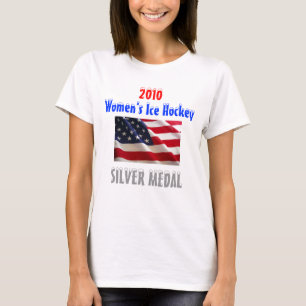 Amerikaanse ijskap voor vrouwen in 2010 - zilverme t-shirt