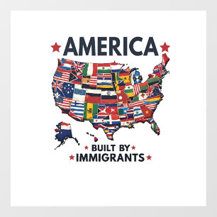 Amerikaanse immigranten gebouwd door patriottische raamsticker