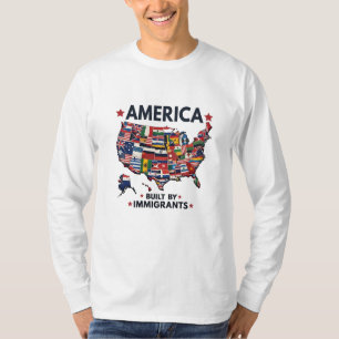 Amerikaanse immigranten gebouwd door patriottische t-shirt