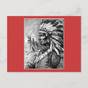 Amerikaanse Indiase opperbevelhebber Briefkaart