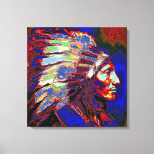 Amerikaanse Indiase opperbevelhebber Canvas Afdruk