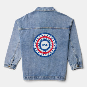 Amerikaanse Initialen met rode, witte, blauwe ster Denim Jacket