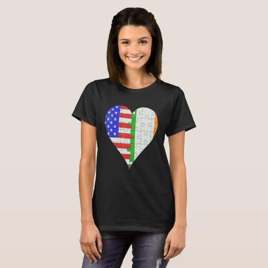 Amerikaanse Irish Flag Heart 1 T-shirt (Voorkant volledig)