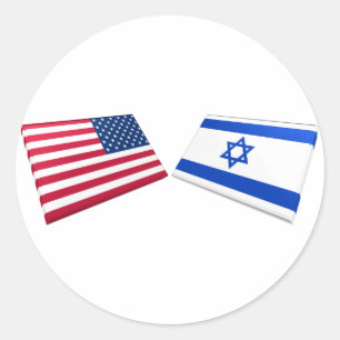 Amerikaanse & Israëlische vlaggen Ronde Sticker