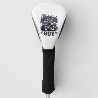 Amerikaanse Jongen Monster Truck Vintage Patriotti Golfheadcover