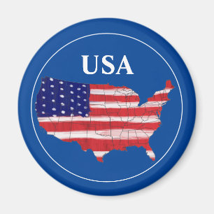 Amerikaanse kaart en vlag magneet