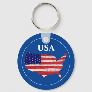 Amerikaanse kaart en vlag sleutelhanger