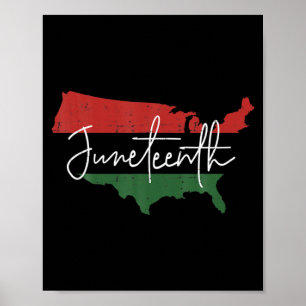 Amerikaanse kaart met pan-Afrikaanse vlag voor Jun Poster