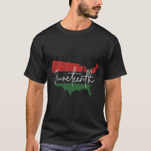 Amerikaanse kaart met pan-Afrikaanse vlag voor Jun T-shirt
