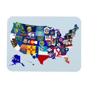 Amerikaanse Kaart Staat vlaggen Mosaic Magnet Magneet