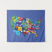 Amerikaanse kaart wandkleed (Voorkant (horizontaal))