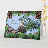Amerikaanse kale adelaar kerst Kaart (Gele Bloem)