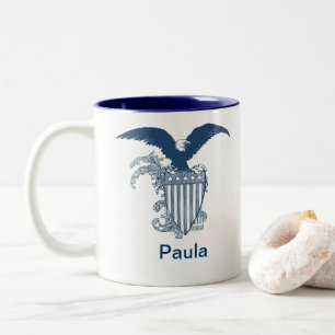 Amerikaanse Kale Eagle Stars Stripes Shield Tweekleurige Koffiemok
