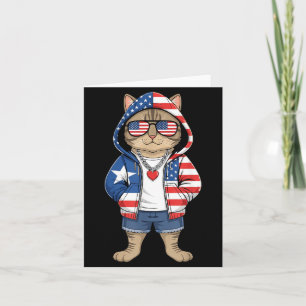 Amerikaanse Kat VS Vlag Rood Wit Blauw Patriottisc Kaart