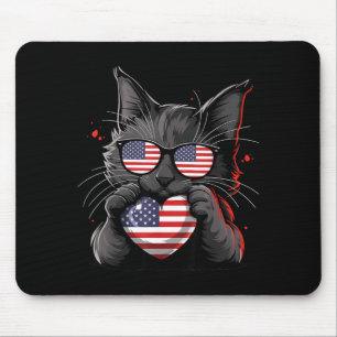 Amerikaanse Kat VS Vlag Rood Wit Blauw Patriottisc Muismat
