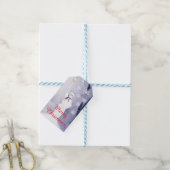 Amerikaanse kerst patriottische sneeuwman cadeaulabel (Met Touw)