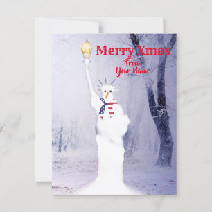 Amerikaanse kerstkaart met sneeuwman