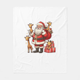 Amerikaanse Kerstman met Giraffe Cadeau Xmas Fleece Deken