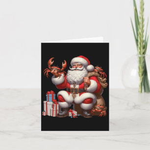 Amerikaanse Kerstman met krab Cadeau Xmas Kaart