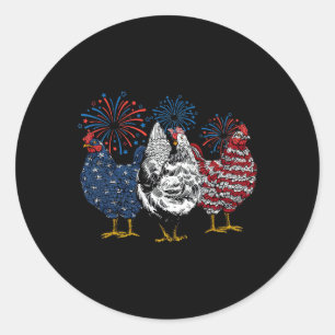 Amerikaanse kip op 4 juli Onafhankelijkheidsdag Ronde Sticker