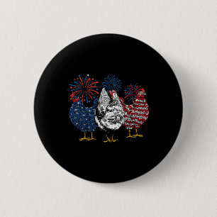 Amerikaanse kippen Dieren Grappig 4 juli Vuurwerk Ronde Button 5,7 Cm