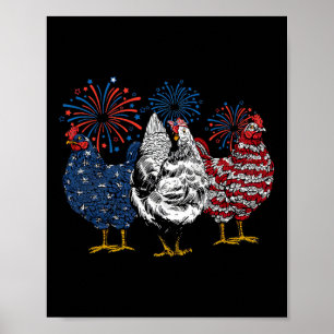 Amerikaanse kippendieren grappig 4 juli vuurwerk poster