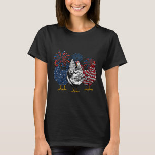 Amerikaanse kippendieren grappig 4 juli vuurwerk t-shirt