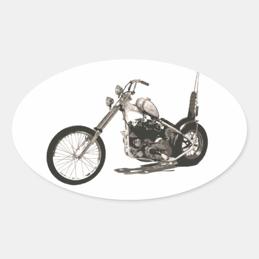 Amerikaanse klassieke Chopper motorfiets Ovale Sticker (Voorkant)