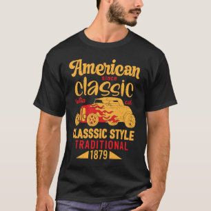 Amerikaanse klassieke  oprolwagen met warmloperrin t-shirt