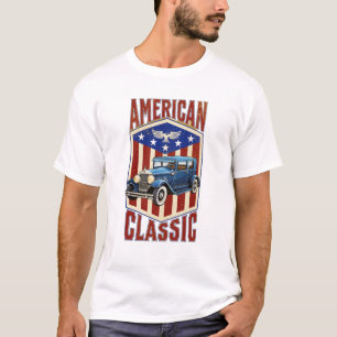 Amerikaanse klassieke vintage auto patriottisch t-shirt