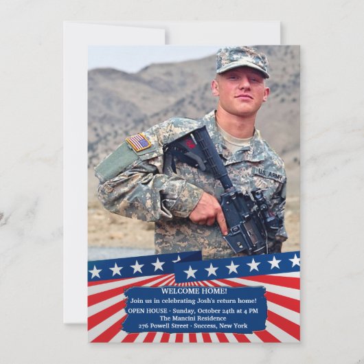 Amerikaanse kleuren Fotopatriottische uitnodiging (Voorkant)