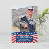 Amerikaanse kleuren Fotopatriottische uitnodiging (Staand voorkant)