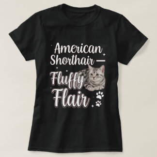 Amerikaanse Korthaar Fluffy Flair Kat Kunst T-shirt